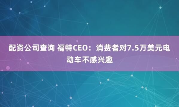 配资公司查询 福特CEO:消费者对7.5万美元电动车不感兴趣